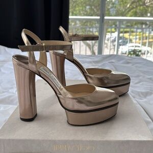 JIMMY CHOO - Rose Gold size 36.5 USA 6
Maple 125 mirrored-leather platform pumps
